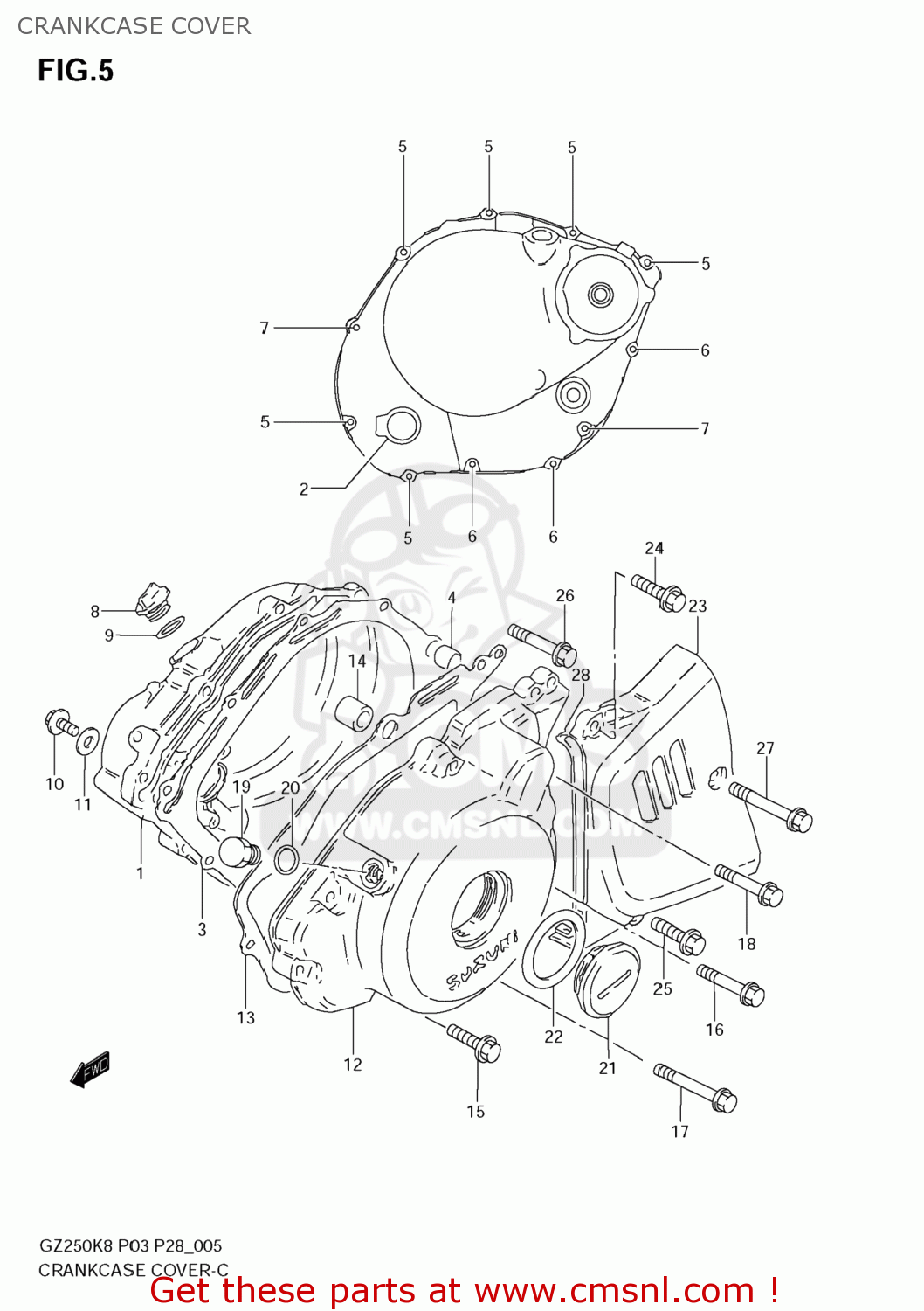 Suzuki GZ250 MARAUDER 2008 (K8) USA (E03) CRANKCASE COVER - Buy ...