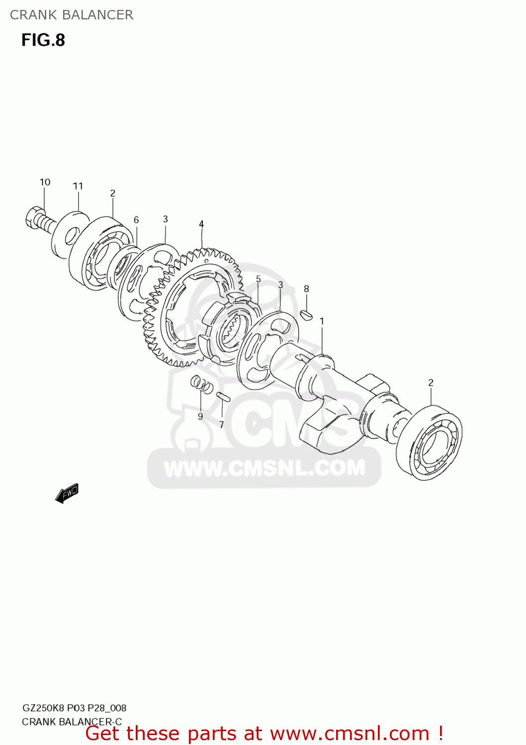 CRANK BALANCER GZ250 MARAUDER 2008 (K8) USA (E03)