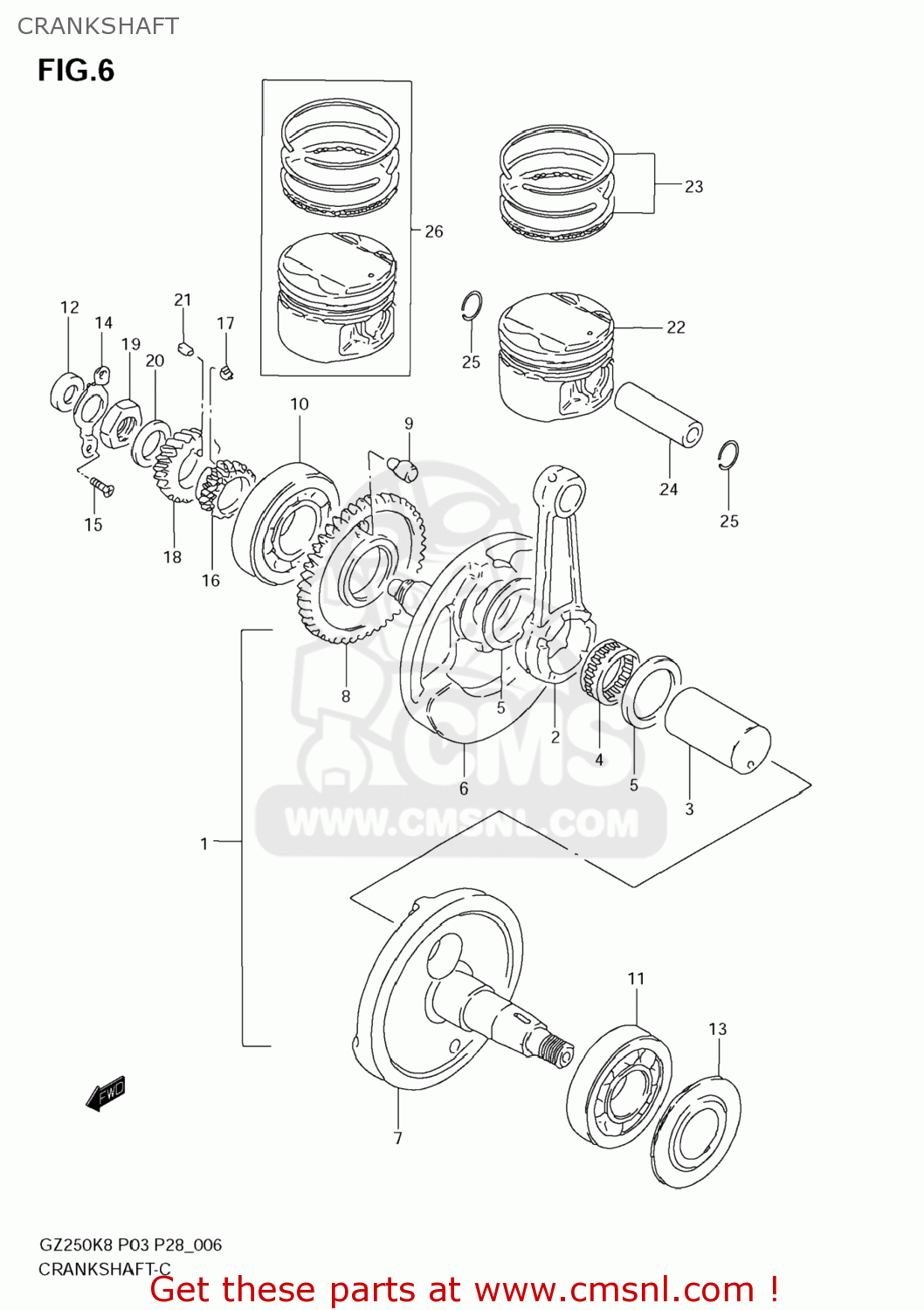 CRANKSHAFT GZ250 MARAUDER 2008 (K8) USA (E03)