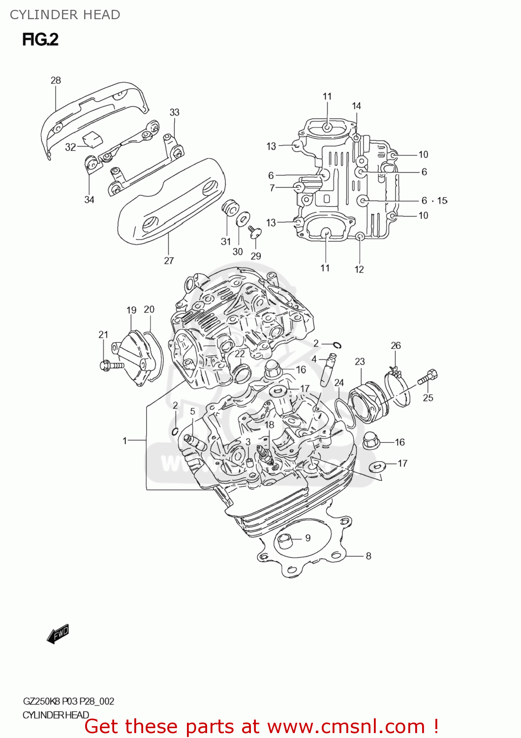 CYLINDER HEAD GZ250 MARAUDER 2008 (K8) USA (E03)