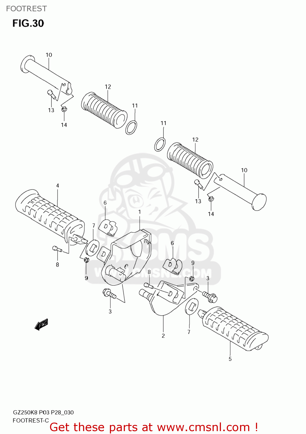 FOOTREST GZ250 MARAUDER 2008 (K8) USA (E03)