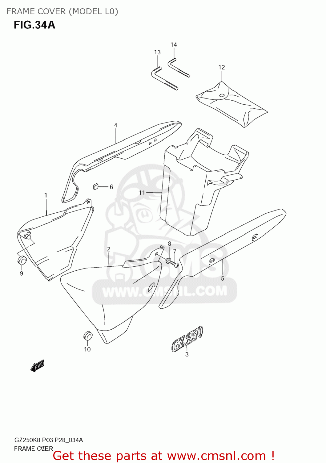 FRAME COVER (MODEL L0) GZ250 MARAUDER 2008 (K8) USA (E03)