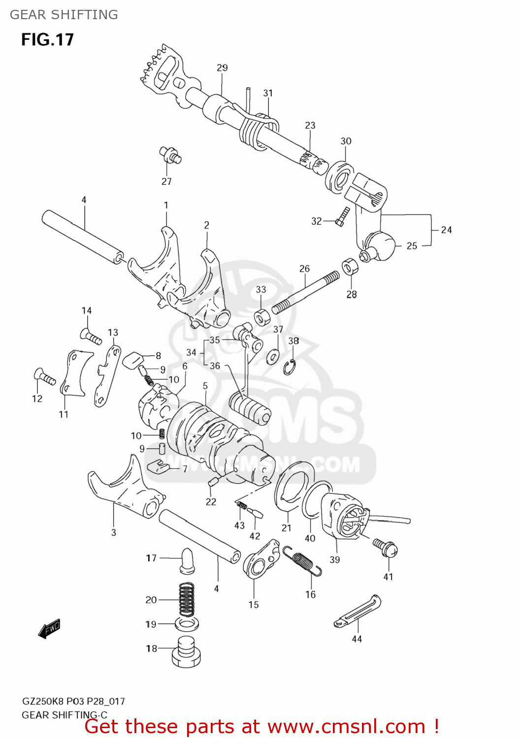 GEAR SHIFTING GZ250 MARAUDER 2008 (K8) USA (E03)