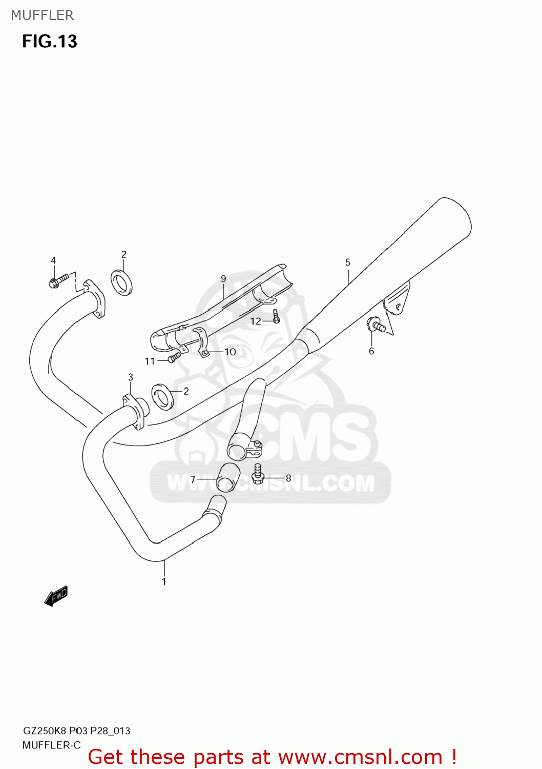 MUFFLER GZ250 MARAUDER 2008 (K8) USA (E03)