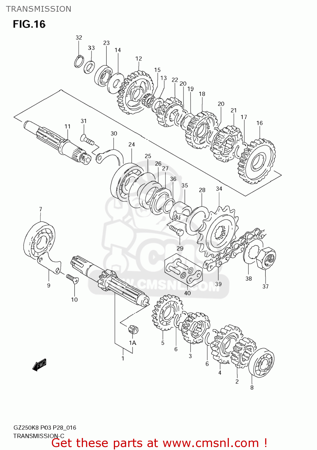 TRANSMISSION GZ250 MARAUDER 2008 (K8) USA (E03)