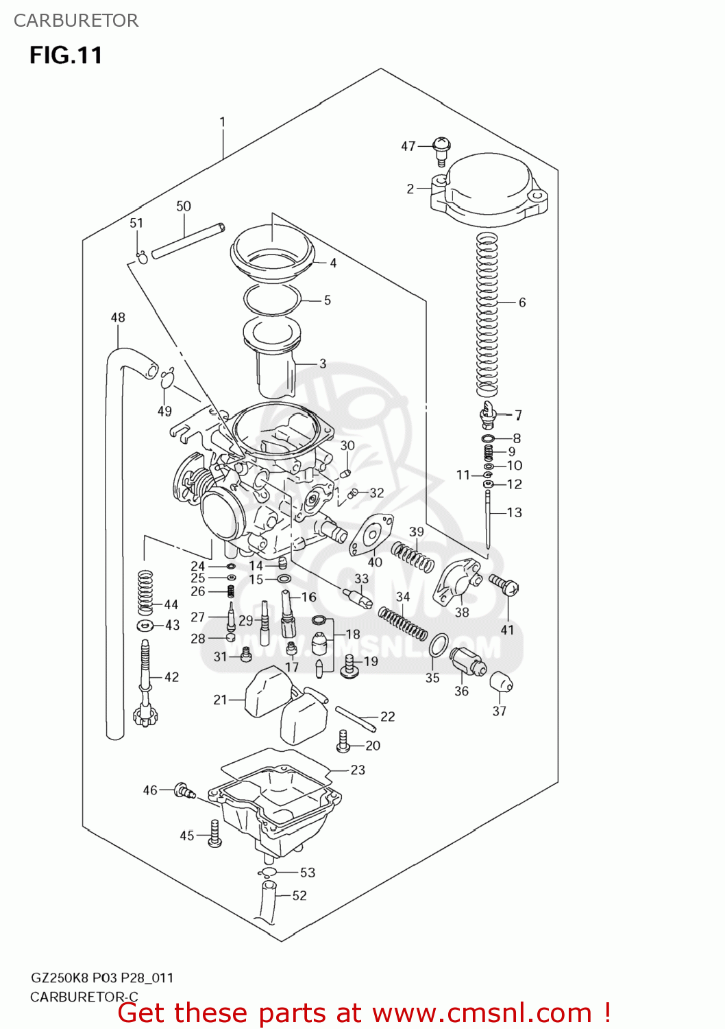 CARBURETOR GZ250 MARAUDER 2009 (K9) USA (E03)