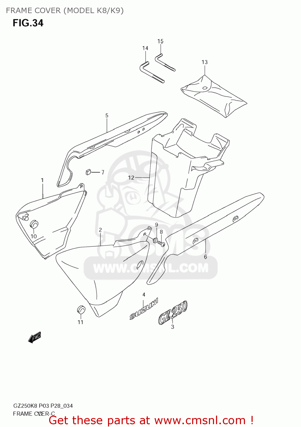 FRAME COVER (MODEL K8/K9) GZ250 MARAUDER 2009 (K9) USA (E03)