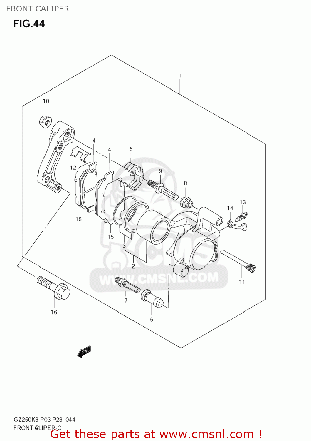 FRONT CALIPER GZ250 MARAUDER 2009 (K9) USA (E03)