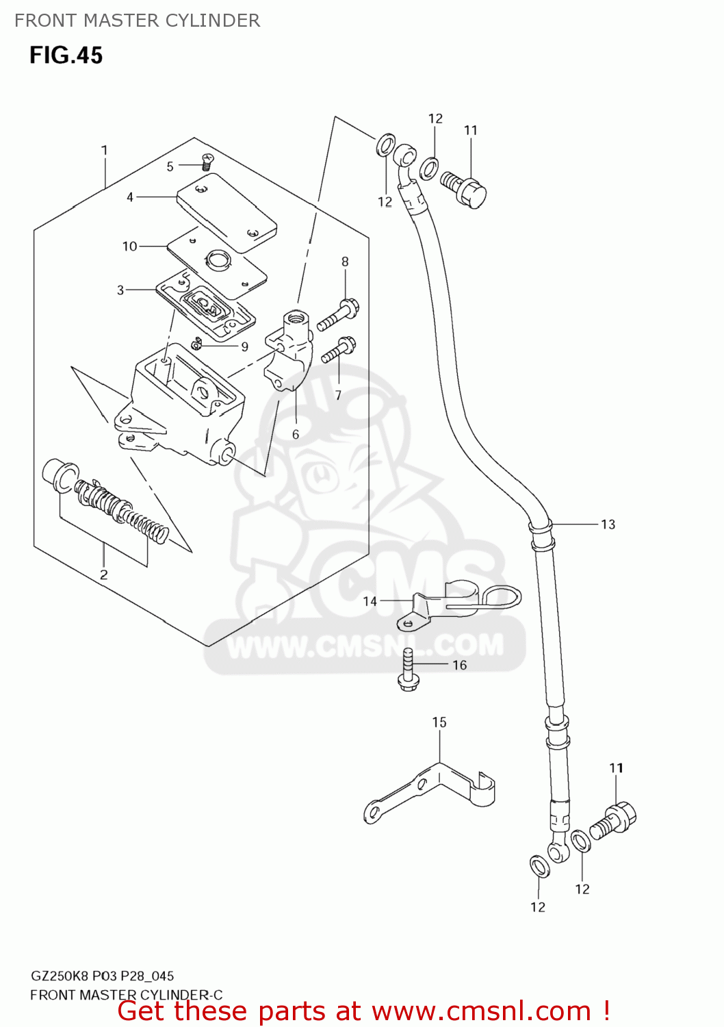 FRONT MASTER CYLINDER GZ250 MARAUDER 2009 (K9) USA (E03)