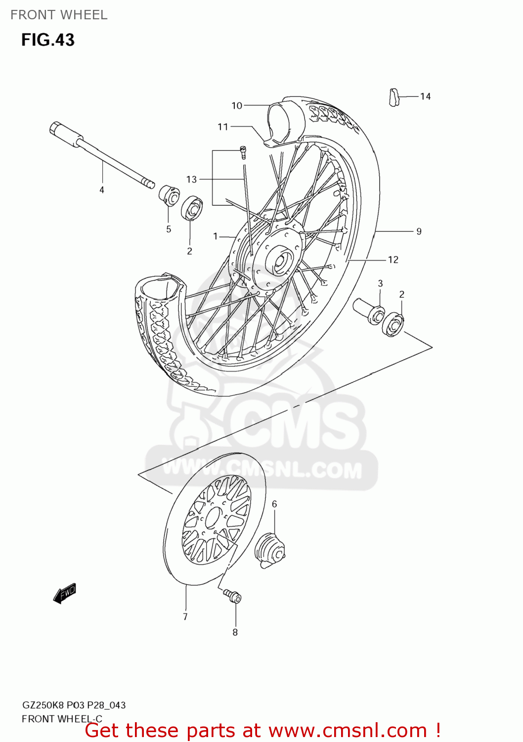 FRONT WHEEL GZ250 MARAUDER 2009 (K9) USA (E03)
