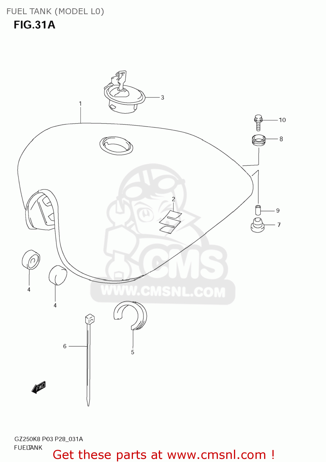 FUEL TANK (MODEL L0) GZ250 MARAUDER 2009 (K9) USA (E03)