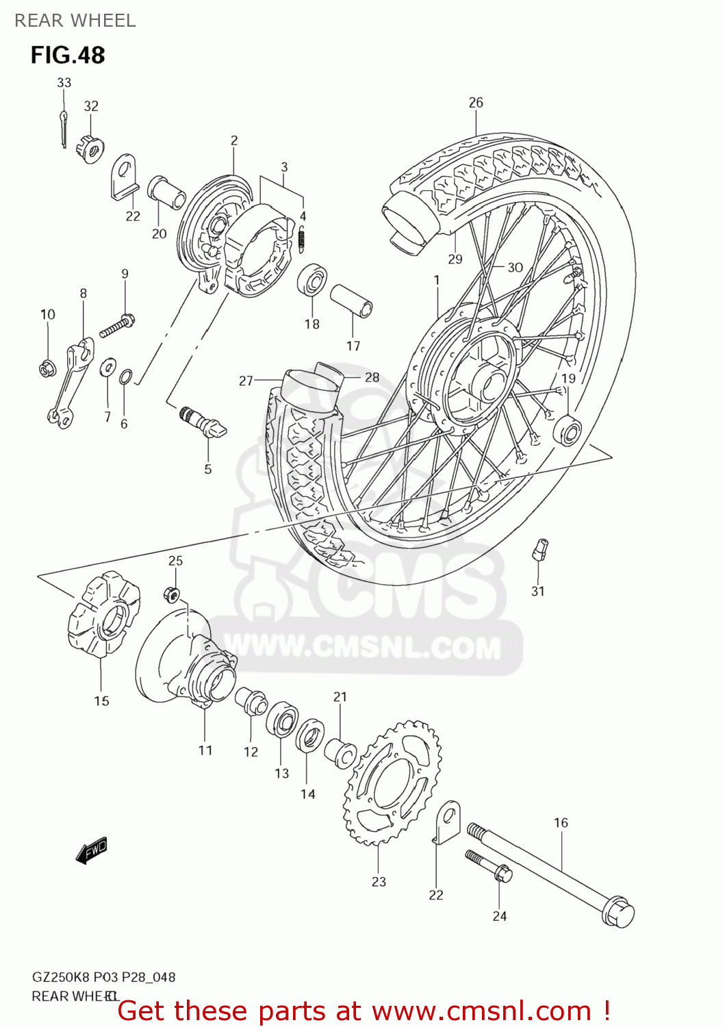 REAR WHEEL GZ250 MARAUDER 2009 (K9) USA (E03)