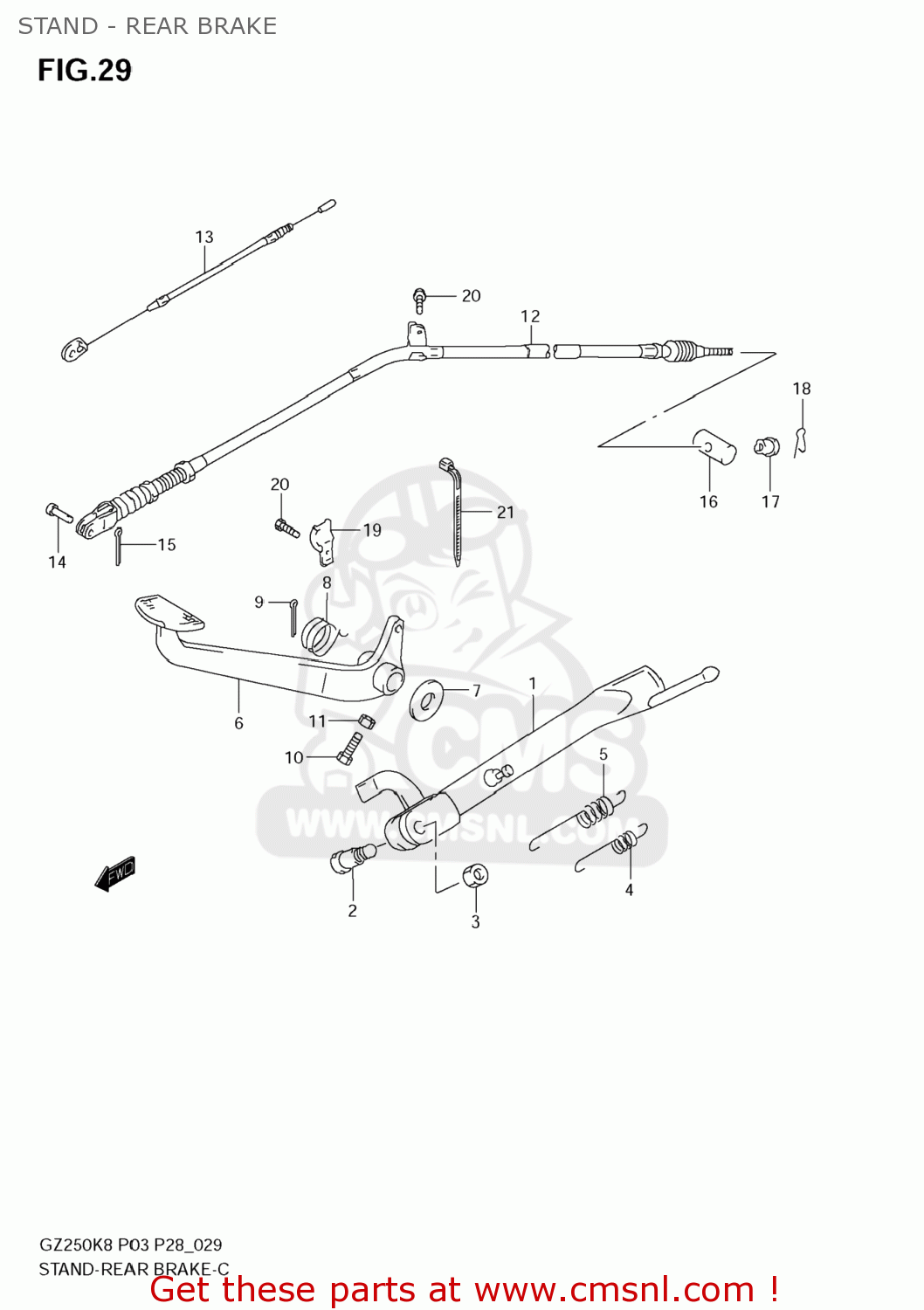 STAND - REAR BRAKE GZ250 MARAUDER 2009 (K9) USA (E03)