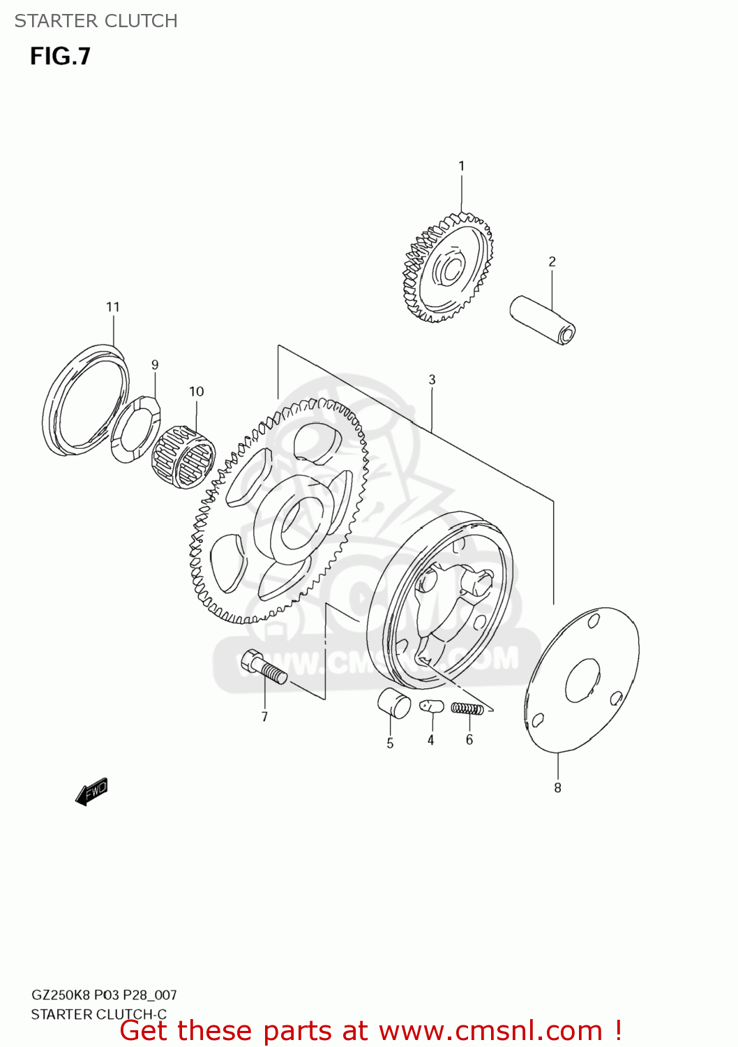 STARTER CLUTCH GZ250 MARAUDER 2009 (K9) USA (E03)
