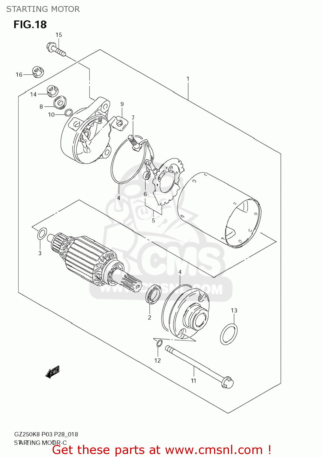 STARTING MOTOR GZ250 MARAUDER 2009 (K9) USA (E03)