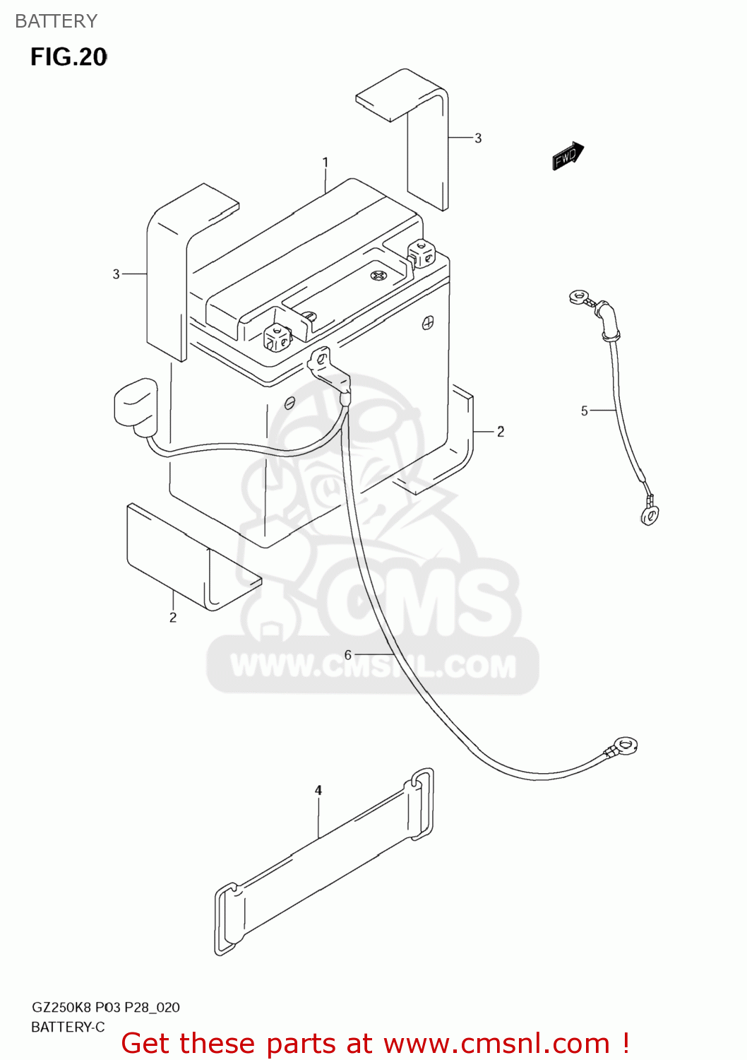BATTERY GZ250 MARAUDER 2010 (L0) USA (E03)