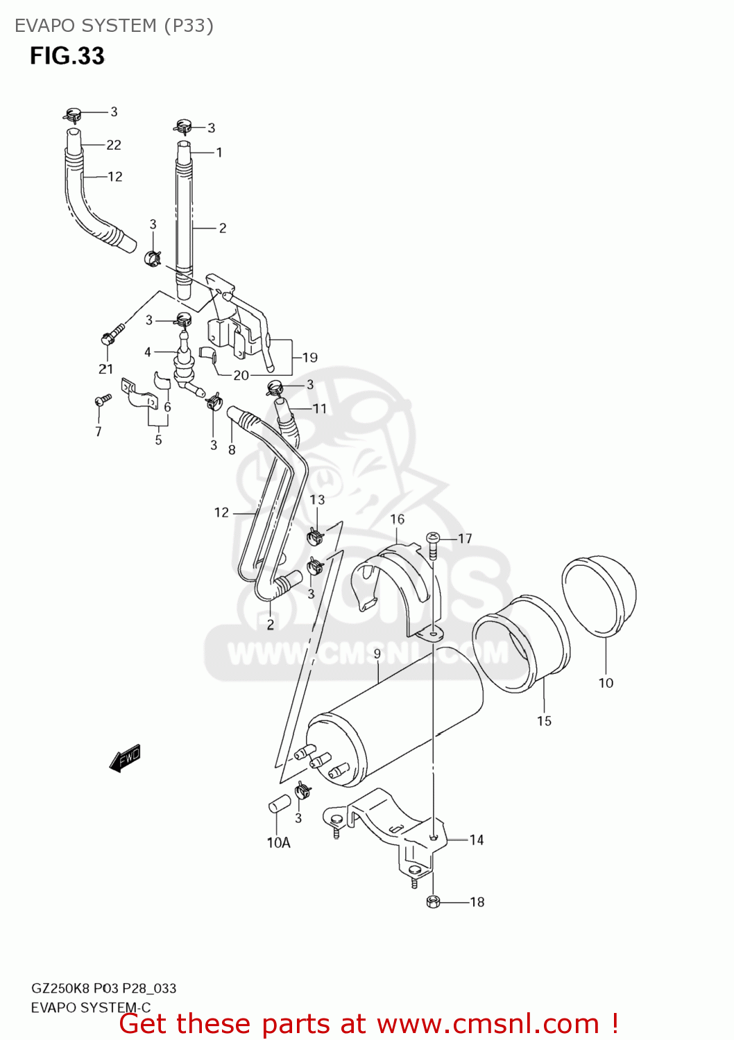 EVAPO SYSTEM (P33) GZ250 MARAUDER 2010 (L0) USA (E03)