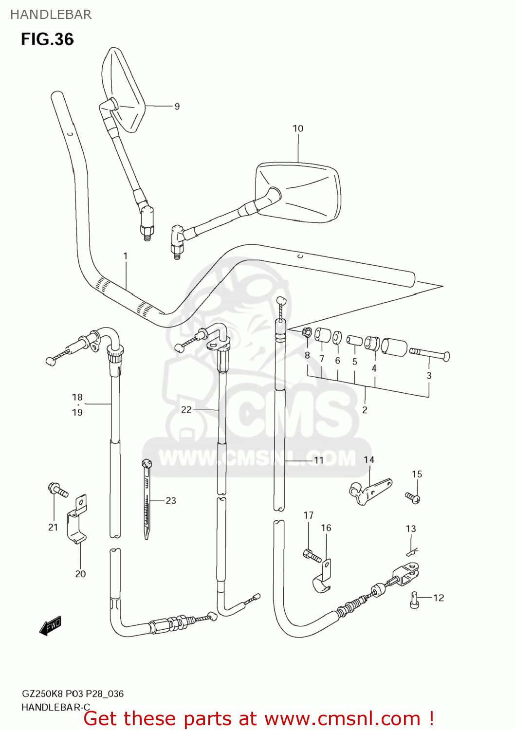 HANDLEBAR GZ250 MARAUDER 2010 (L0) USA (E03)