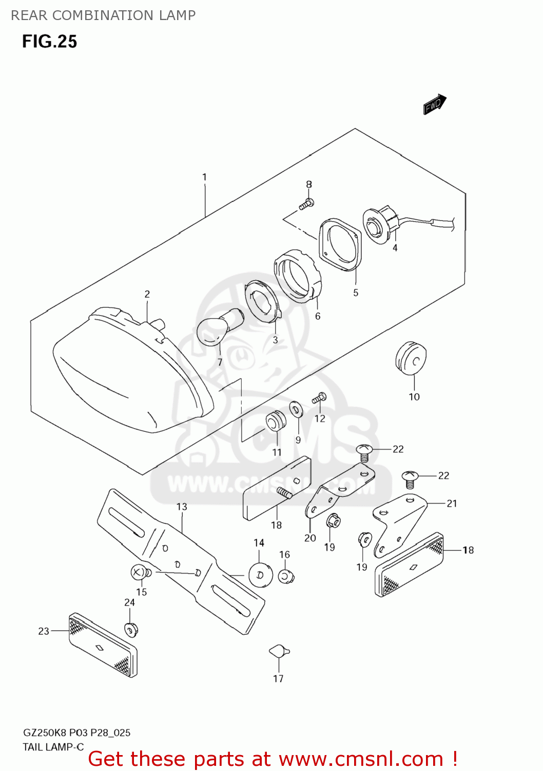 REAR COMBINATION LAMP GZ250 MARAUDER 2010 (L0) USA (E03)