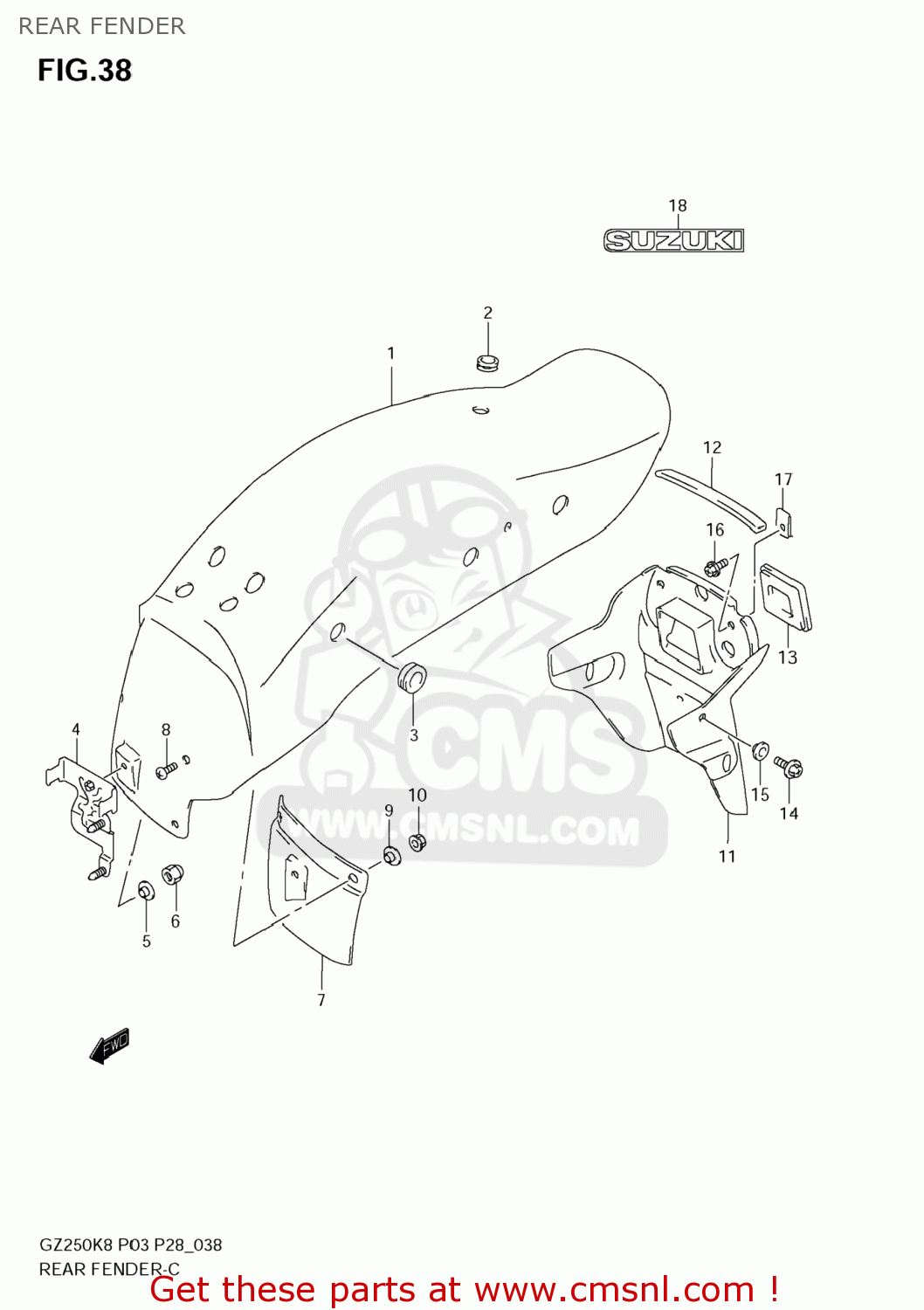 REAR FENDER GZ250 MARAUDER 2010 (L0) USA (E03)