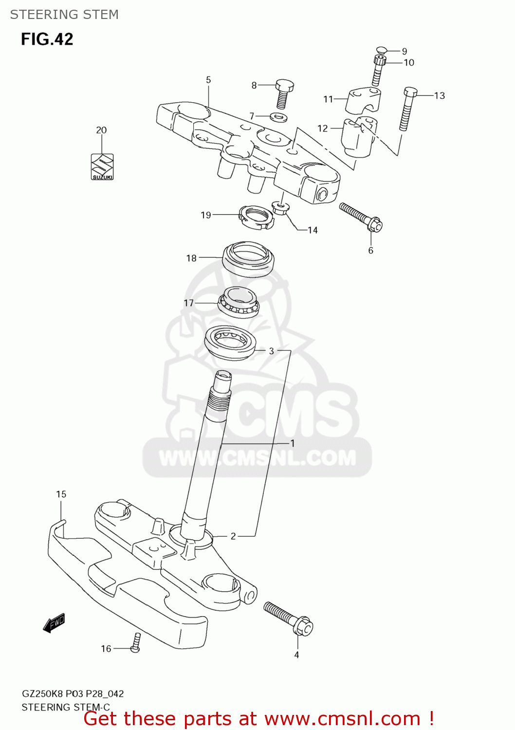 STEERING STEM GZ250 MARAUDER 2010 (L0) USA (E03)