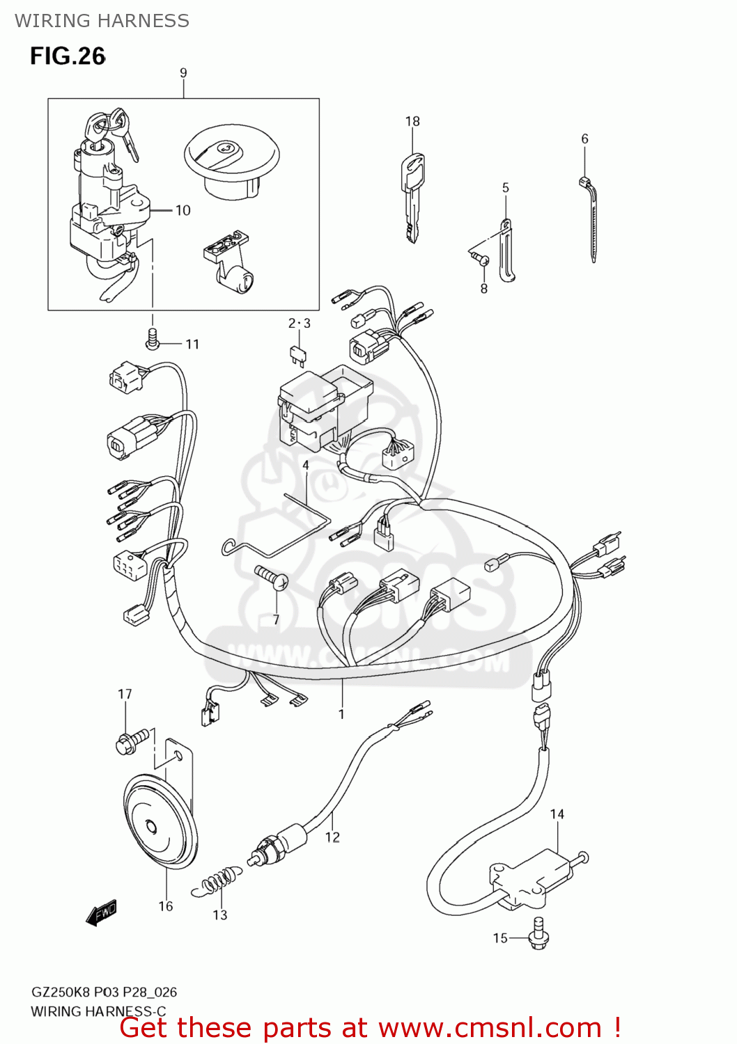 WIRING HARNESS GZ250 MARAUDER 2010 (L0) USA (E03)