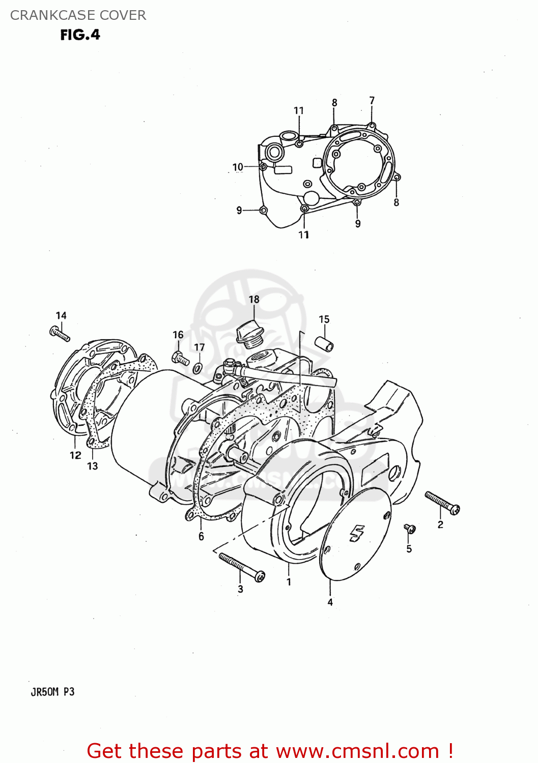 CRANKCASE COVER JR50 1985 (F) USA (E03)
