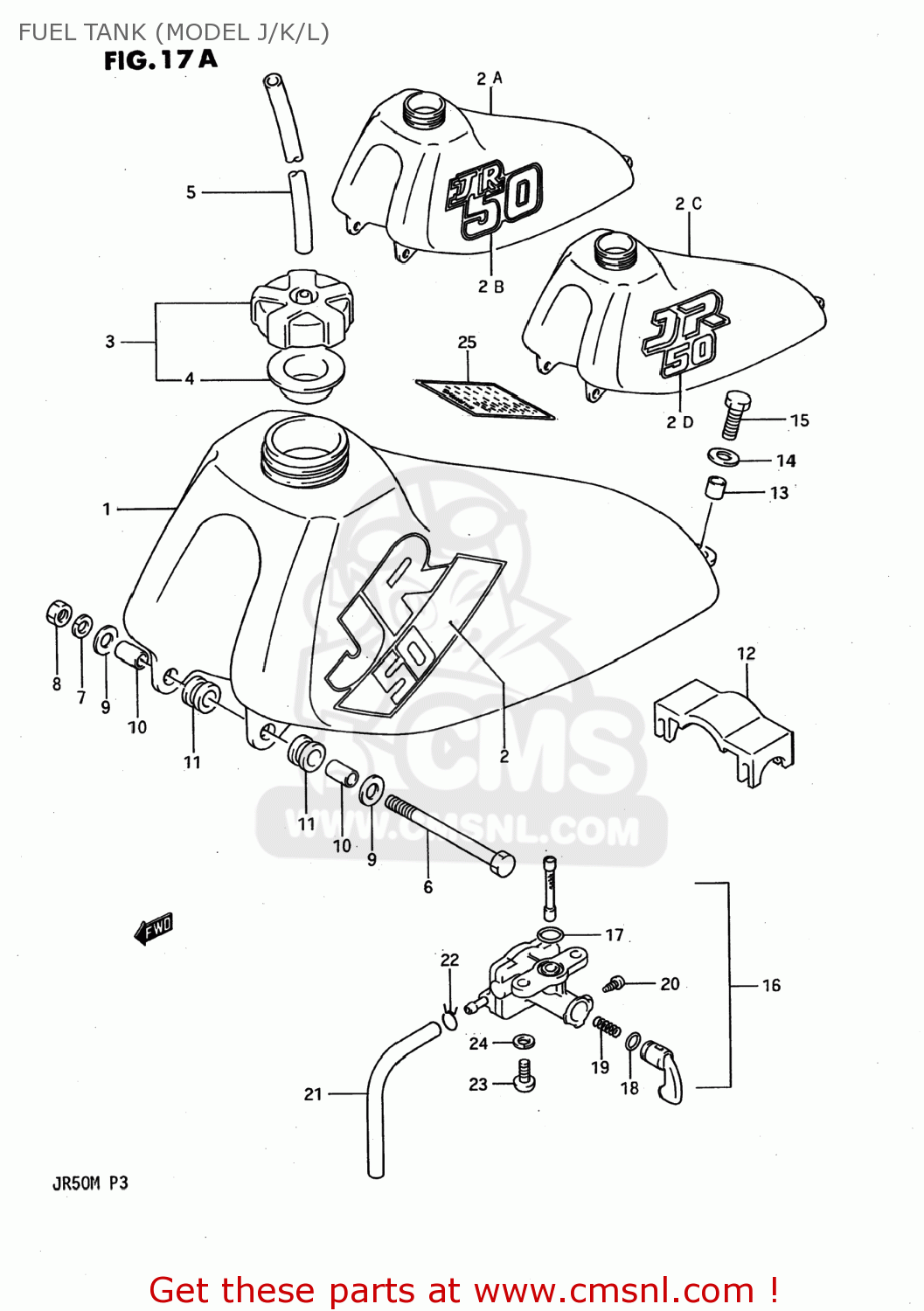 FUEL TANK (MODEL J/K/L) JR50 1985 (F) USA (E03)