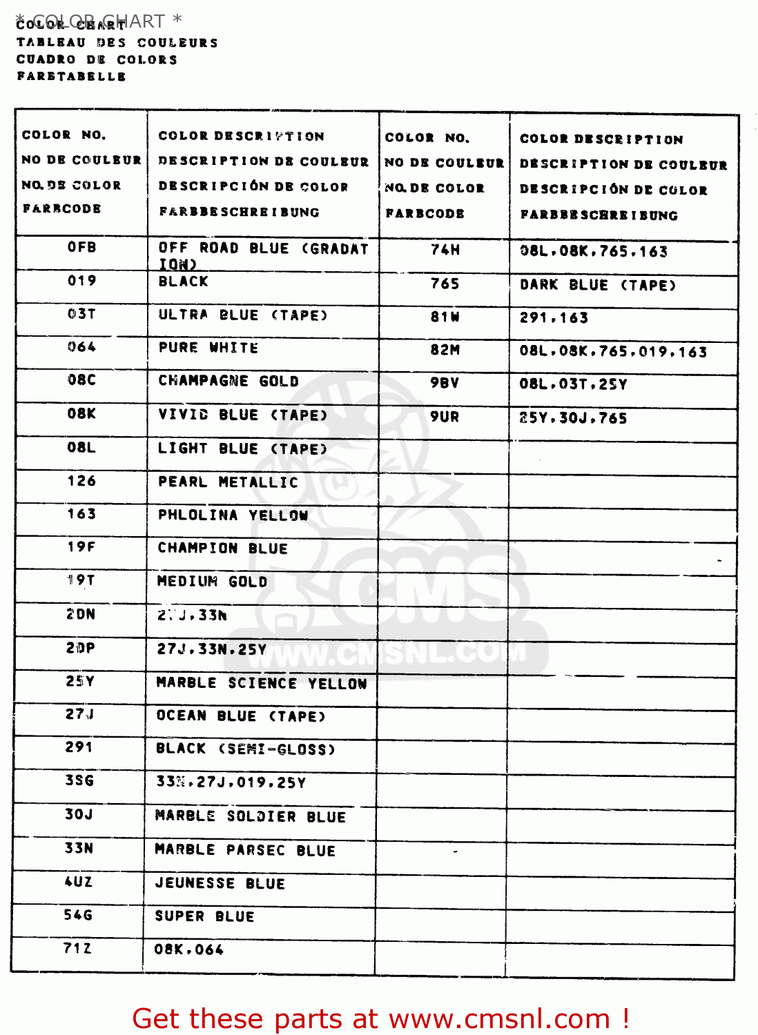 Suzuki JR50 1985 (F) * COLOR CHART * - buy original * COLOR CHART ...