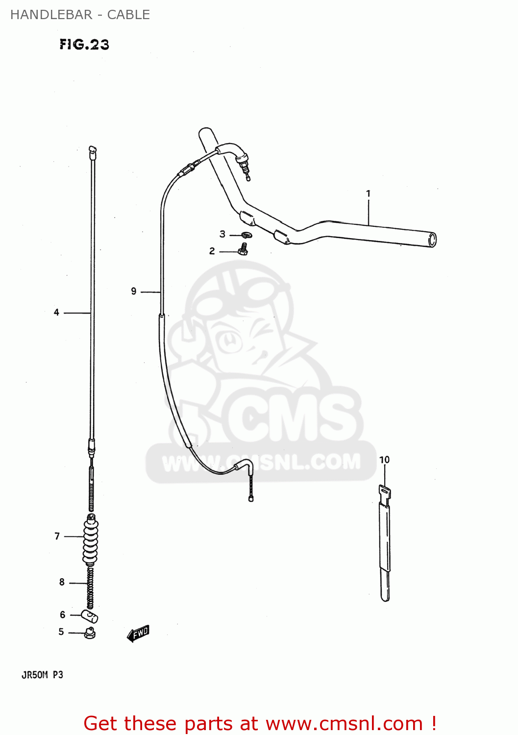 HANDLEBAR - CABLE JR50 1986 (G) USA (E03)