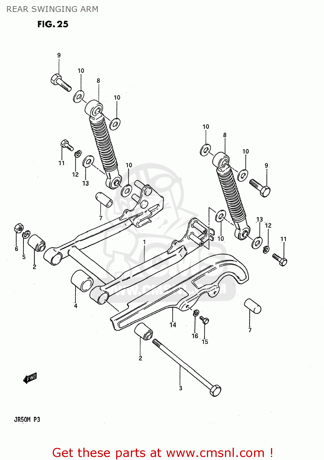 REAR SWINGING ARM JR50 1986 (G) USA (E03)