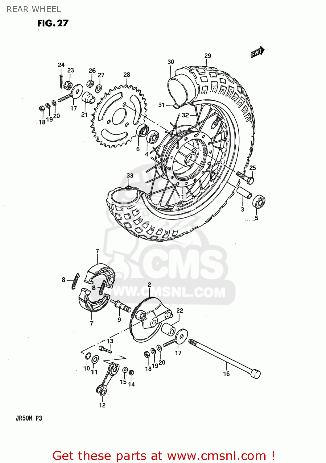 REAR WHEEL JR50 1989 (K) USA (E03)