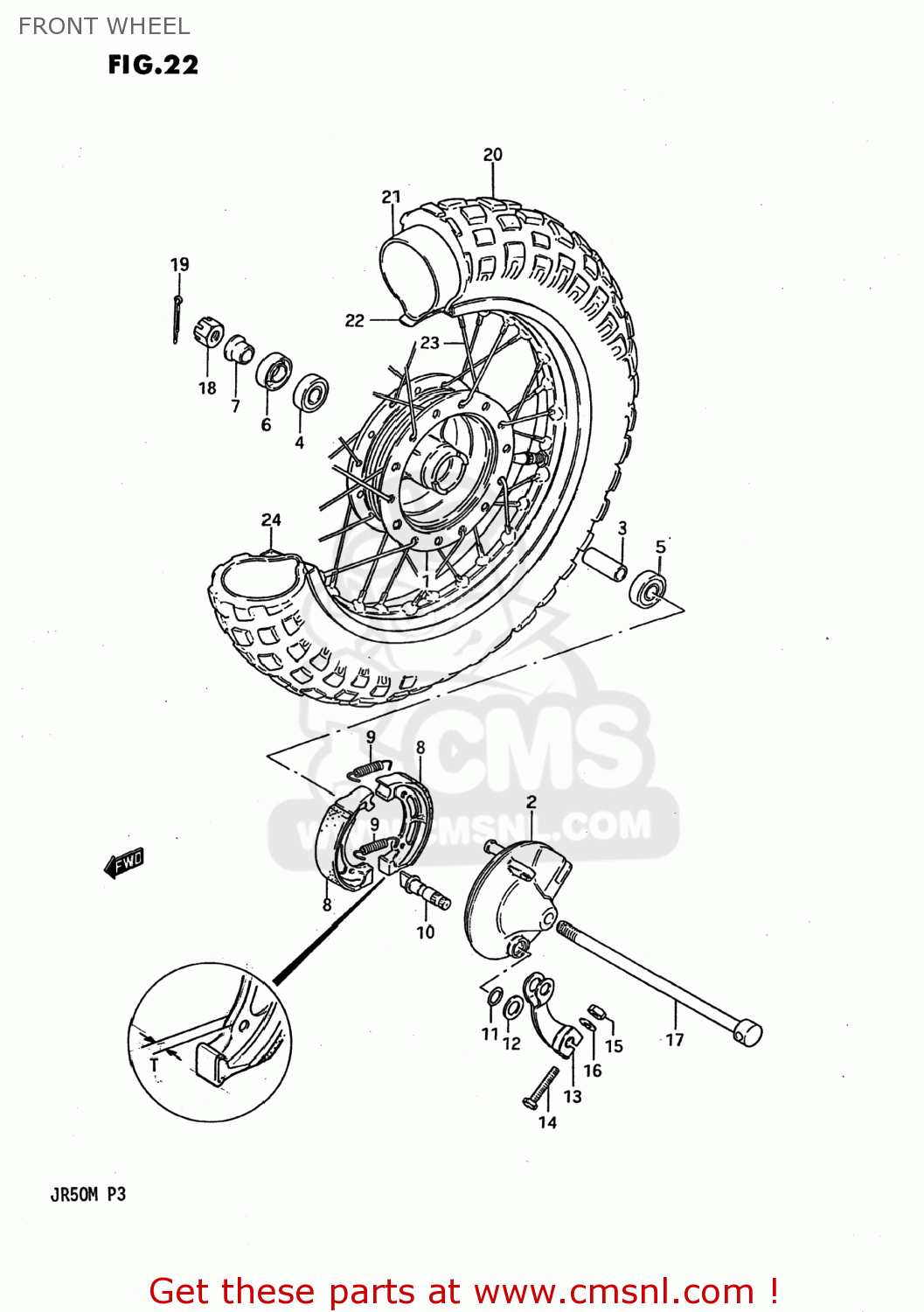FRONT WHEEL JR50 1990 (L) USA (E03)