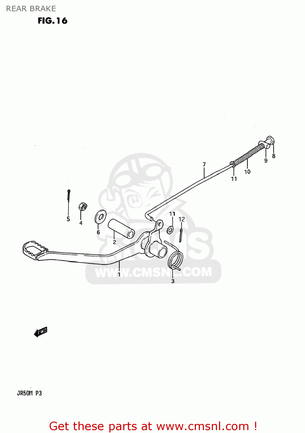 REAR BRAKE JR50 1990 (L) USA (E03)