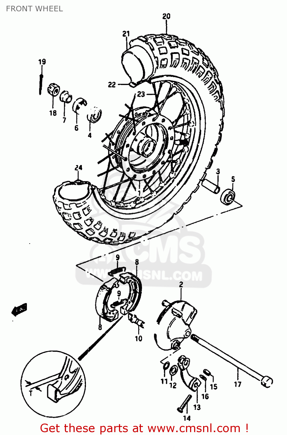 FRONT WHEEL JR50 1990 (L)