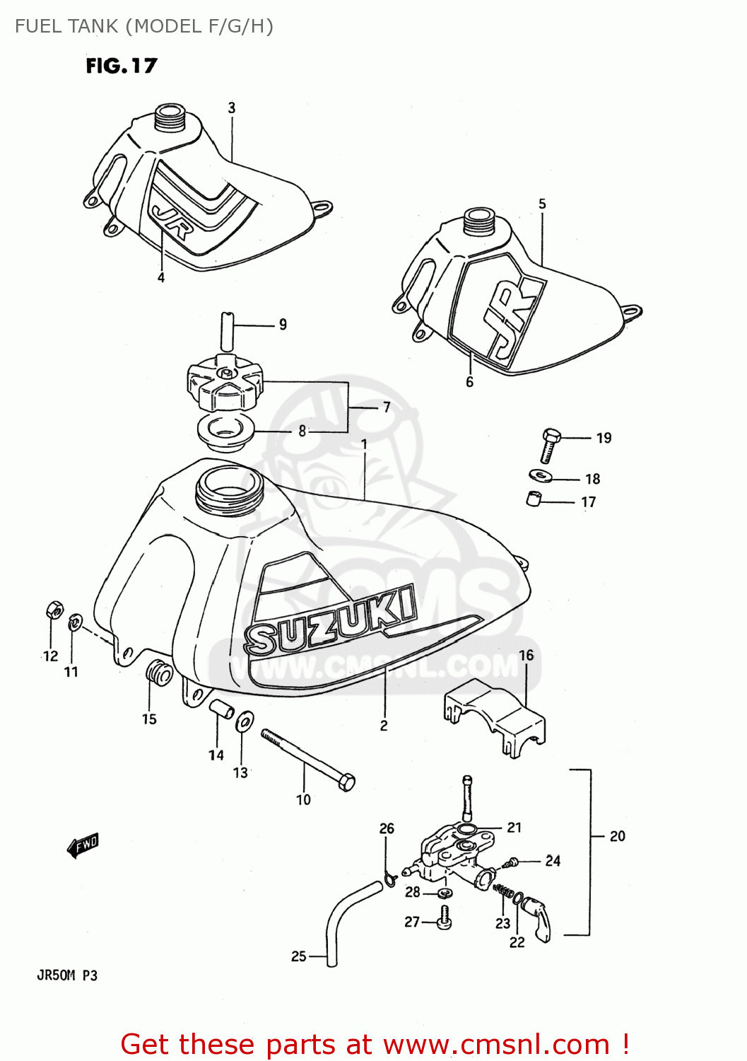 FUEL TANK (MODEL F/G/H) JR50 1991 (M) USA (E03)