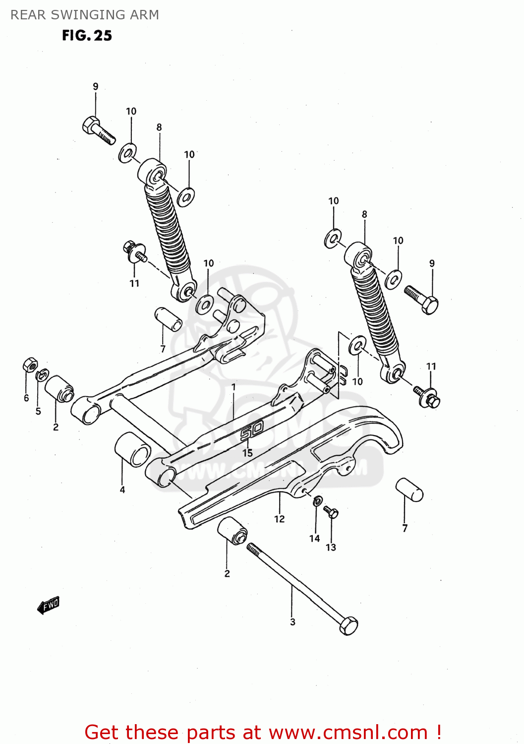 REAR SWINGING ARM JR50 1992 (N) USA (E03)