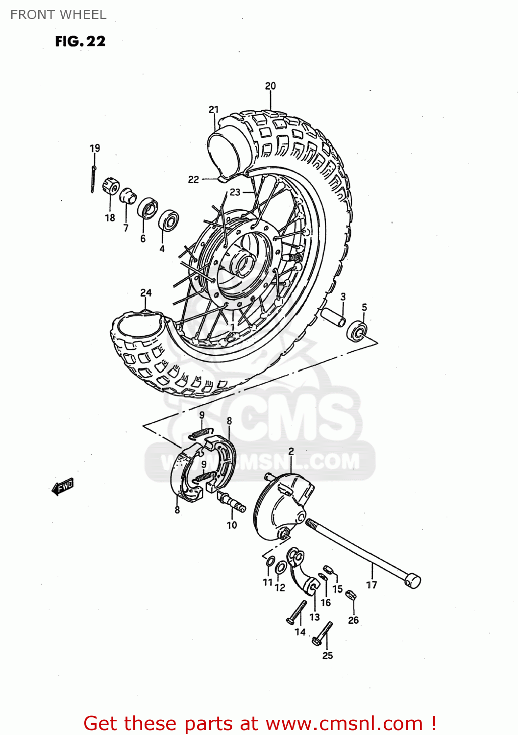 FRONT WHEEL JR50 1994 (R) USA (E03)