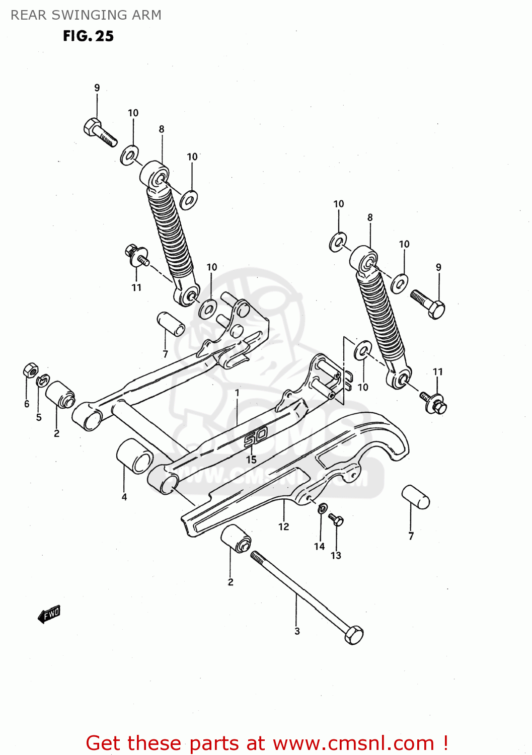 REAR SWINGING ARM JR50 1994 (R) USA (E03)