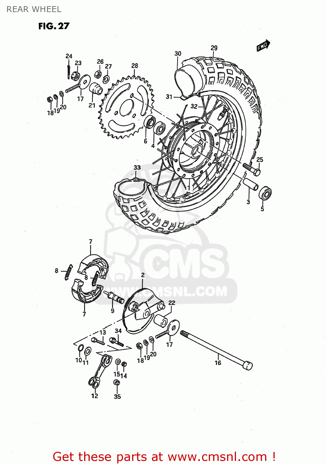 REAR WHEEL JR50 1995 (S) USA (E03)