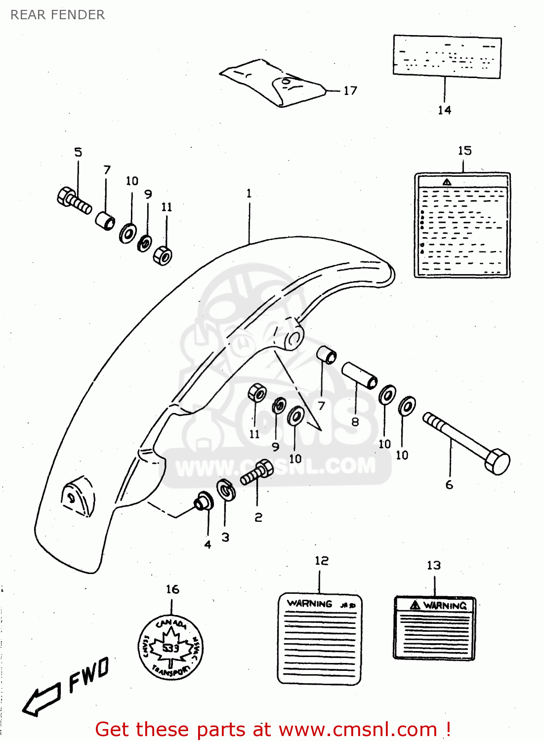 REAR FENDER JR50 1996 (T) USA CANADA (E03 E28)