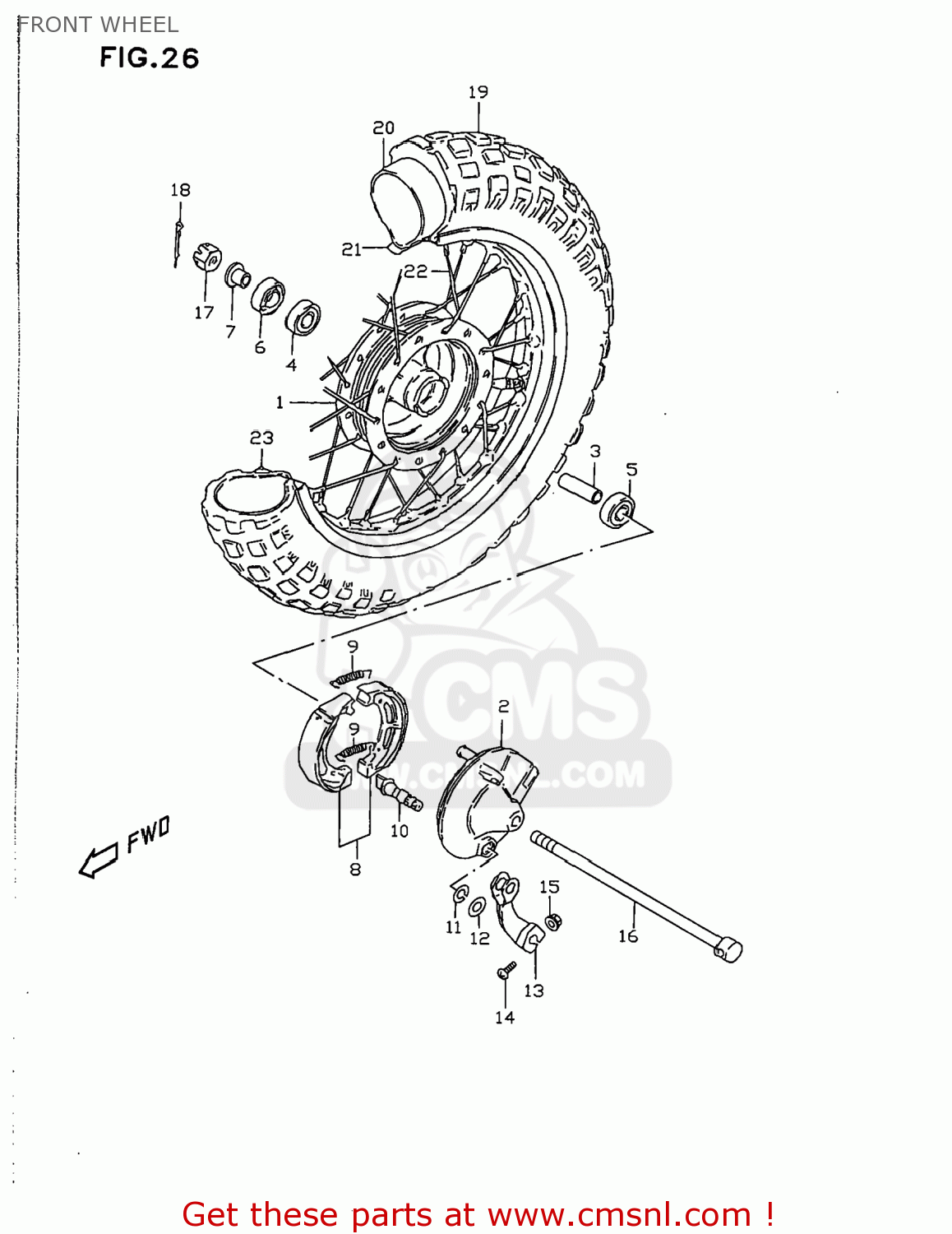 FRONT WHEEL JR50 1996 (T) USA (E03)