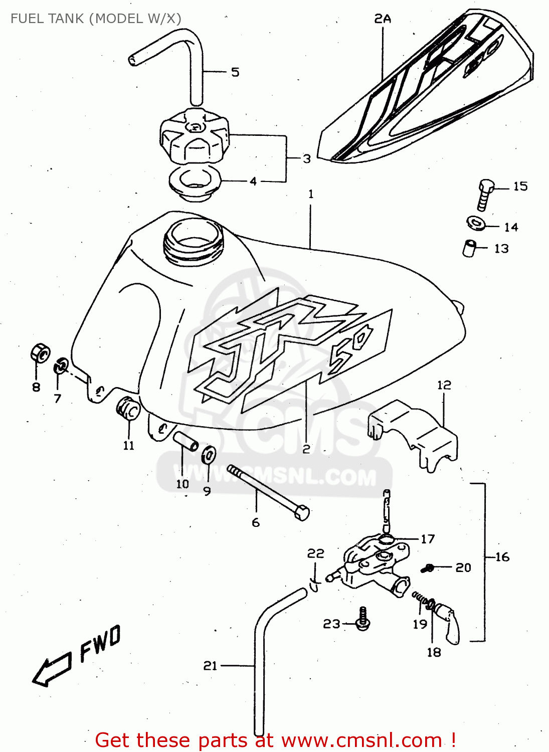 FUEL TANK (MODEL W/X) JR50 1997 (V) USA CANADA (E03 E28)