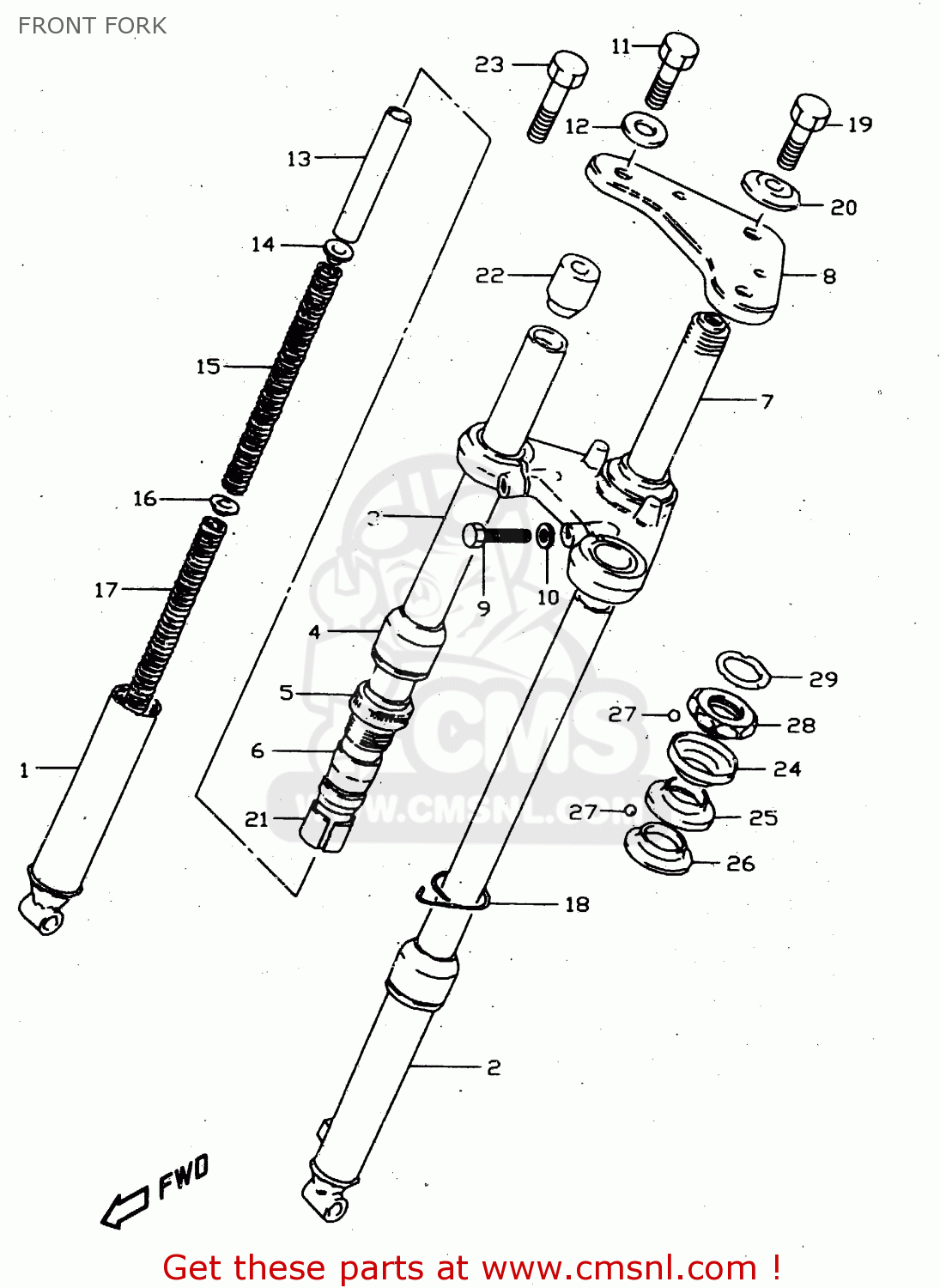 FRONT FORK JR50 1997 (V) USA CANADA (E03 E28)