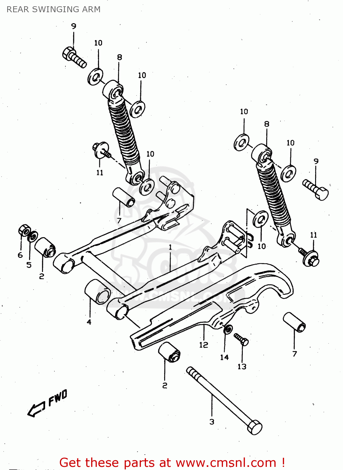 REAR SWINGING ARM JR50 1997 (V) USA CANADA (E03 E28)