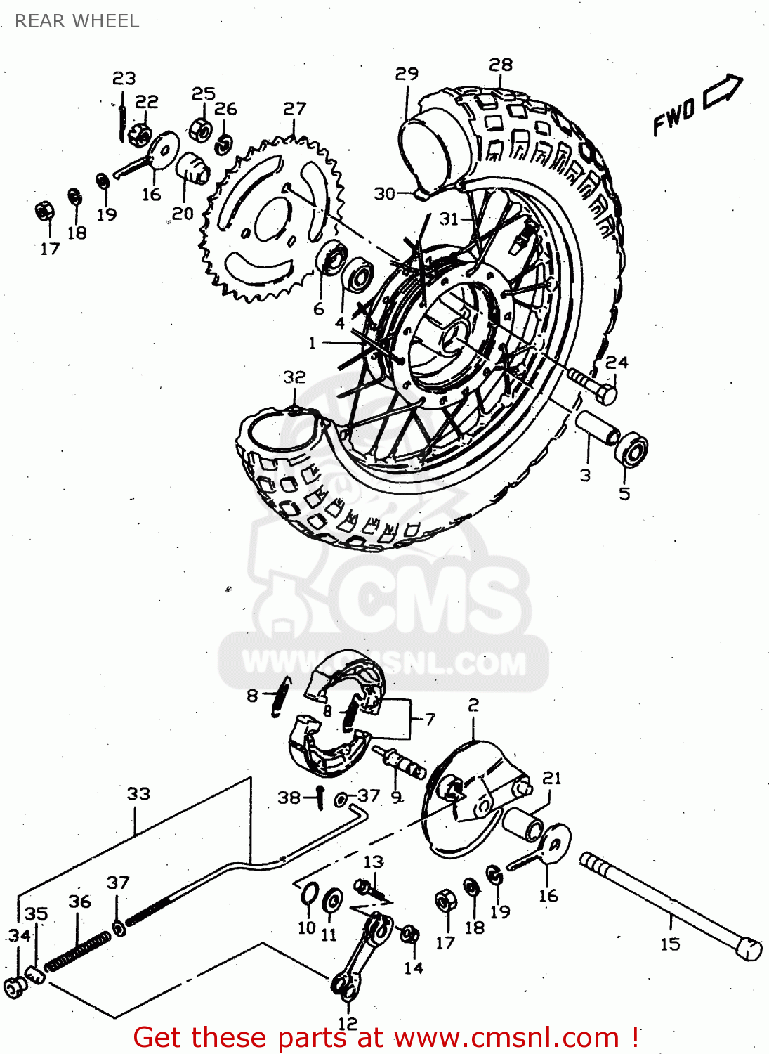 REAR WHEEL JR50 1997 (V) USA CANADA (E03 E28)