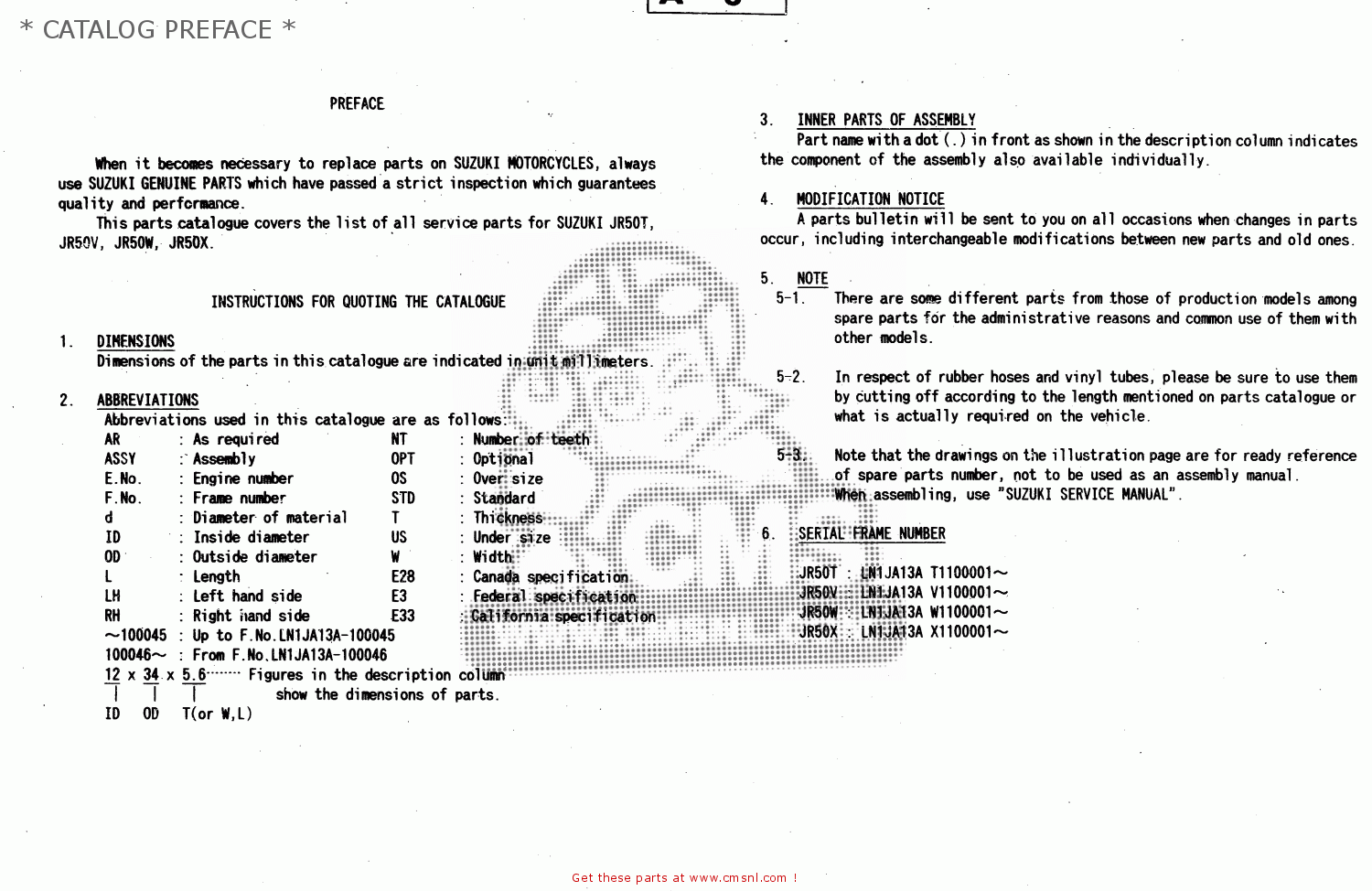 * CATALOG PREFACE * JR50 1997 (V) USA CANADA (E03 E28)