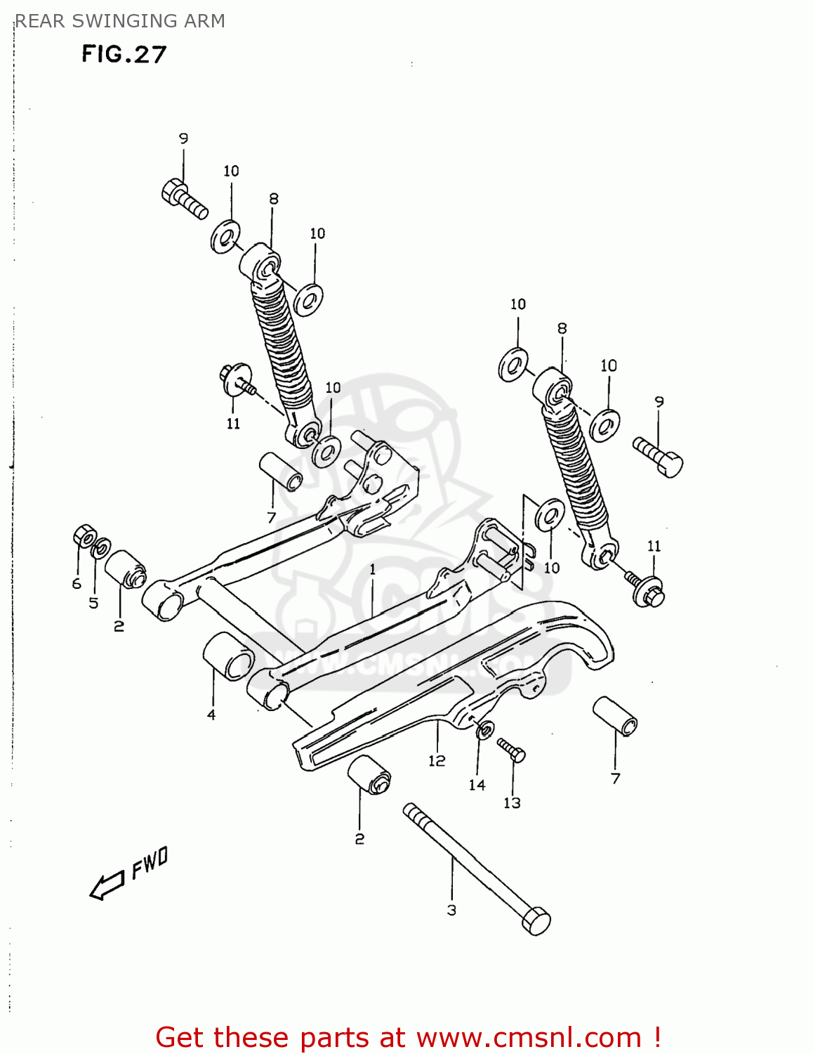 REAR SWINGING ARM JR50 1997 (V) USA (E03)