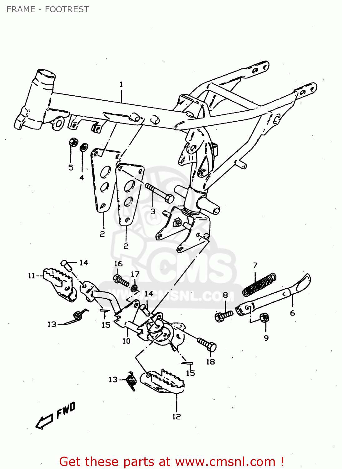 Suzuki JR50 1998 (W) USA CANADA (E03 E28) FRAME - FOOTREST - buy ...