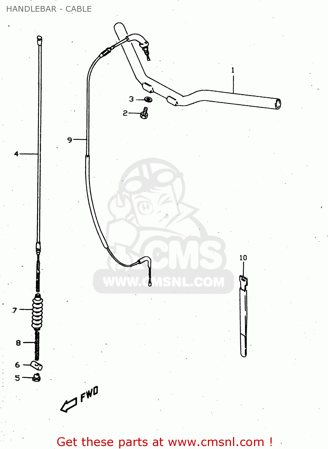 HANDLEBAR - CABLE JR50 1998 (W) USA CANADA (E03 E28)